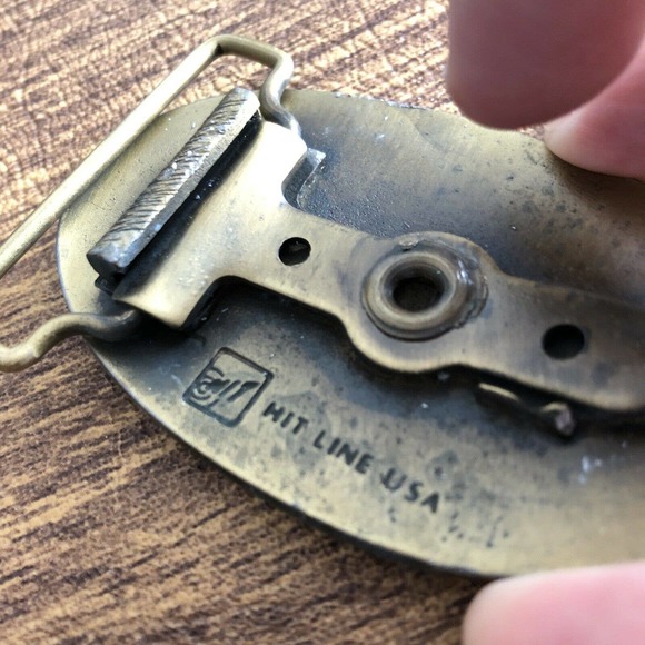 VTG MPM Hit Line USA Oval Belt Brass Tone Buckle - Picture 5 of 8